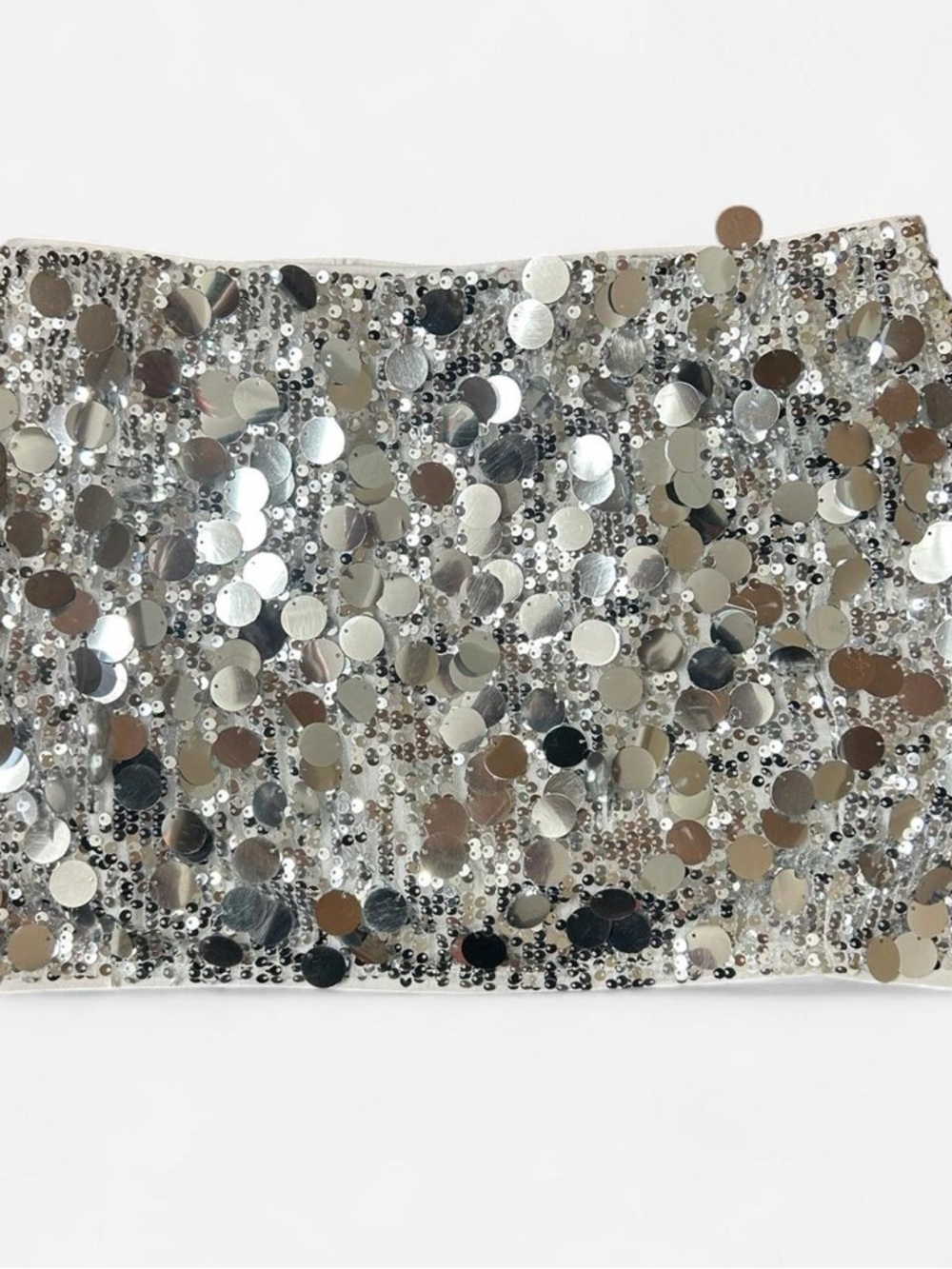 Silver Sequin Mini Skirt